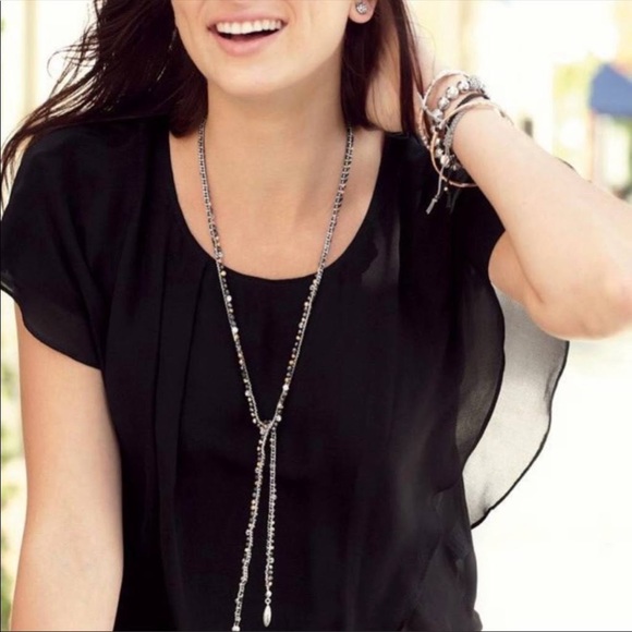 Stella & Dot Zoe Lariat, Hematite - Picture 2 of 6